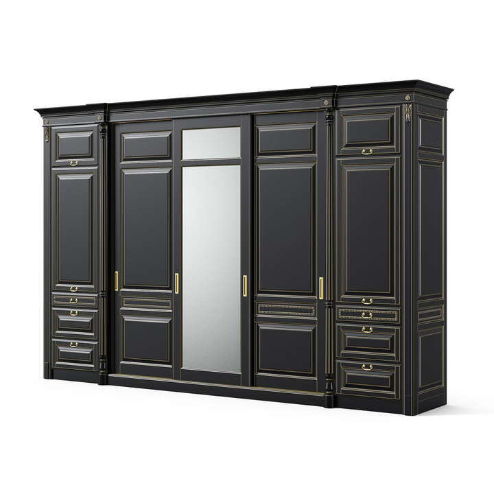 Шкаф-купе с зеркалом, цвет – черный с бронзовой патиной, IT.022.001.13