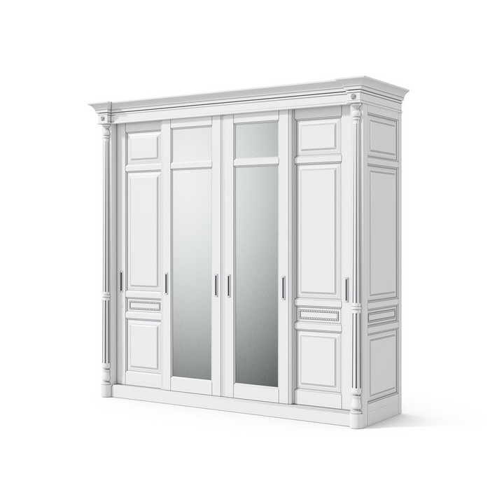 Шкаф-купе с 4 дверями, цвет – белый с серебряной патиной, IT.022.003.04