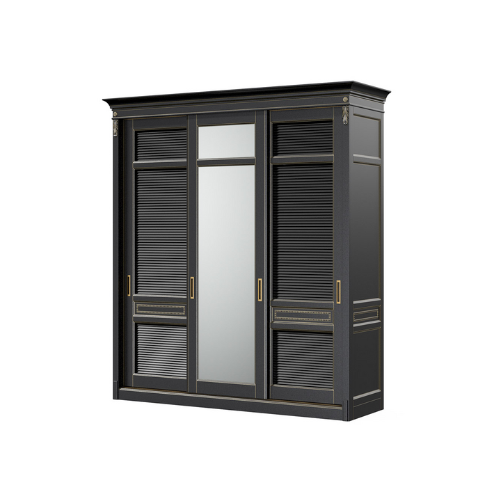 Шкаф-купе с зеркалом, цвет – черный с бронзовой патиной, IT.022.006.13