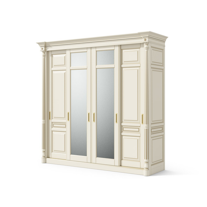 Шкаф-купе с 4 дверями, цвет – молочный с бронзовой патиной, IT.022.003.02