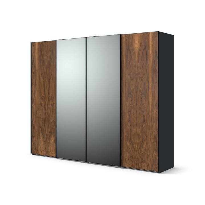 Шкаф-купе с 4 дверями, цвет – орех американский и серый, DE.022.003.07