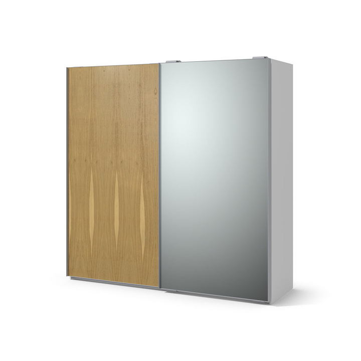 Шкаф-купе с зеркалом, цвет – дуб и белый, DE.022.001.08