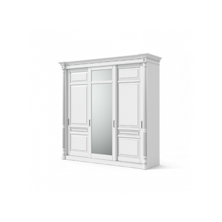 Шкаф-купе с зеркалом, цвет – белый с серебряной патиной, IT.022.005.04