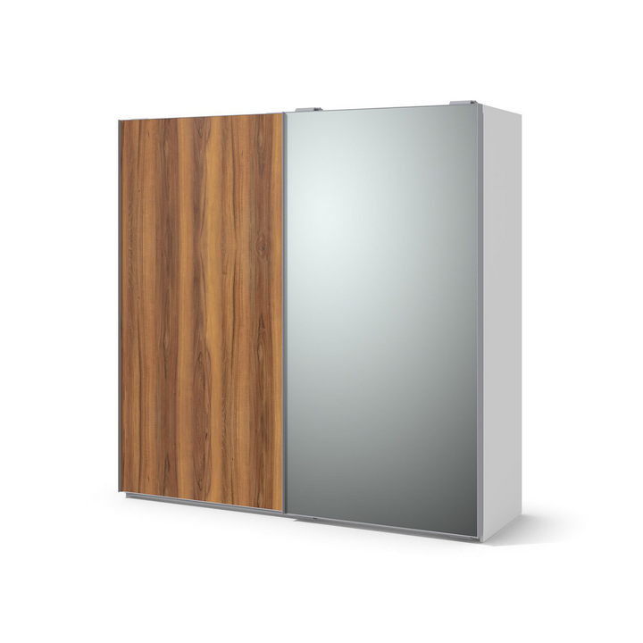 Шкаф-купе с зеркалом, цвет – груша тирано и белый альпийский, DE.022.001.22