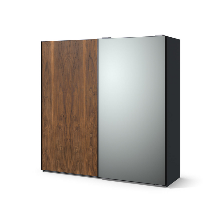Шкаф-купе с зеркалом, цвет – орех американский и серый, DE.022.001.07