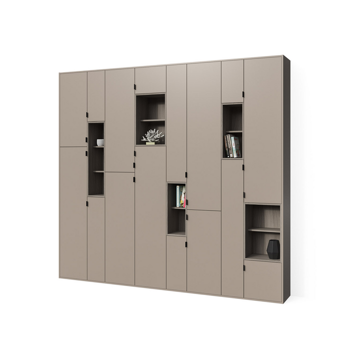 Шкаф для книг, цвет – серый камень и древесина шорвуд, DE.012.007.44