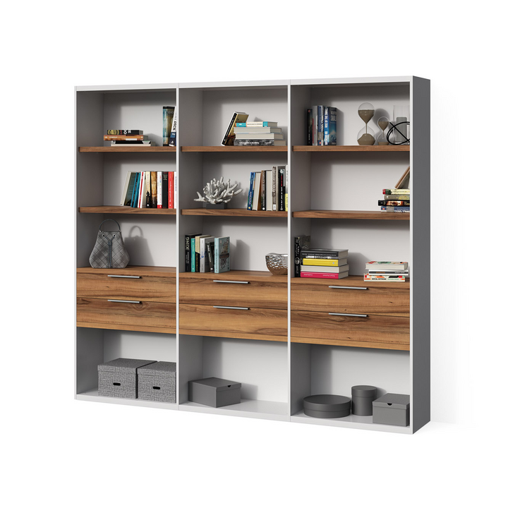 Стеллаж для книг, цвет – груша тирано и белый альпийский, DE.012.002.22