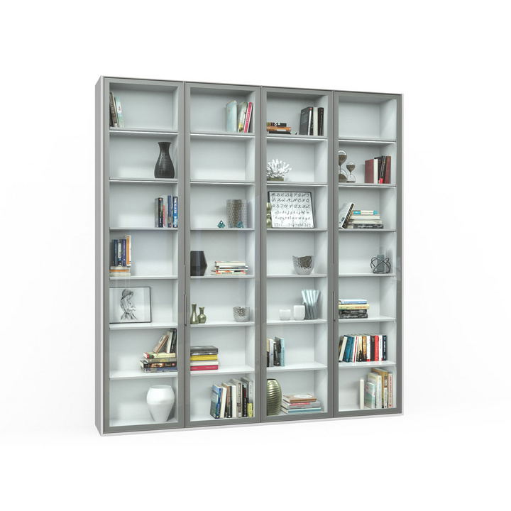 Шкаф с полками, цвет – белый и бесцветное стекло, DE.012.010.05