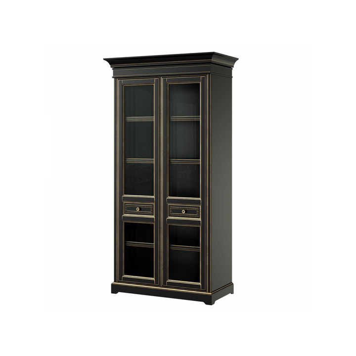 Распашной шкаф для книг, цвет – черный с бронзовой патиной, IT.012.005.13