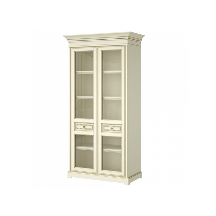 Распашной шкаф для книг, цвет – молочный с бронзовой патиной, IT.012.005.02