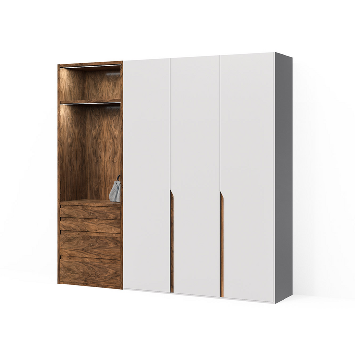 Шкаф для одежды с полками, цвет – орех американский и белый, DE.001.020.06