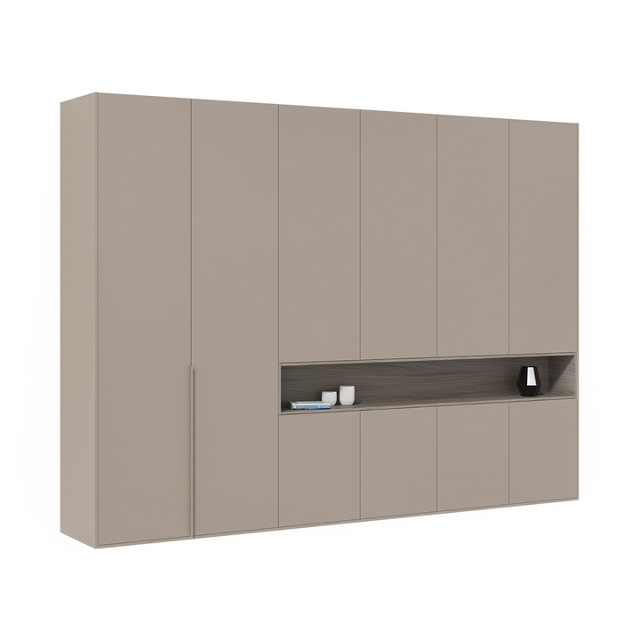 Распашной шкаф для одежды, цвет – серый камень и древесина шорвуд, DE.001.017.44