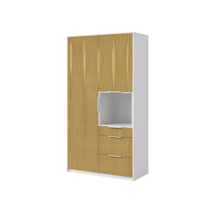 Платяной шкаф с 3 ящиками, цвет – дуб и белый, DE.001.003.08