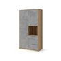 Платяной шкаф с 3 ящиками, цвет – дуб галифакс натуральный и бетон чикаго светло-серый, DE.001.003.20