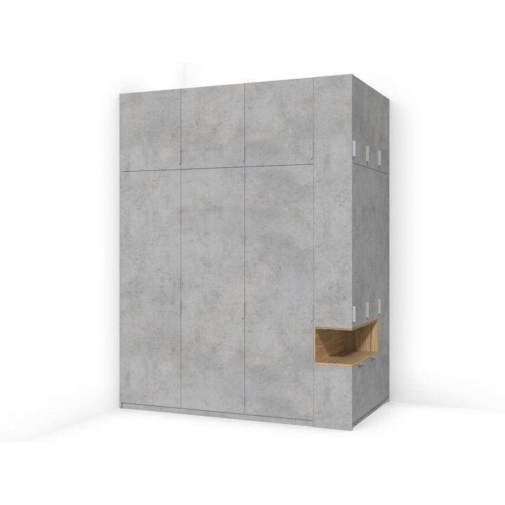 Распашной шкаф для одежды, цвет – дуб галифакс натуральный и бетон чикаго светло-серый, DE.001.008.20