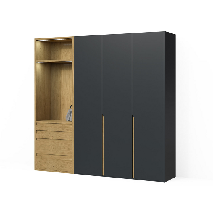 Шкаф для одежды с полками, цвет – дуб и серый, DE.001.020.09