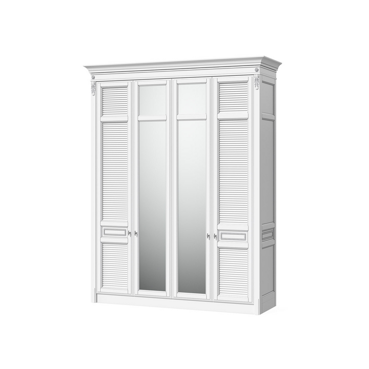 Широкий платяной шкаф, цвет – белый с серебряной патиной, IT.001.010.04