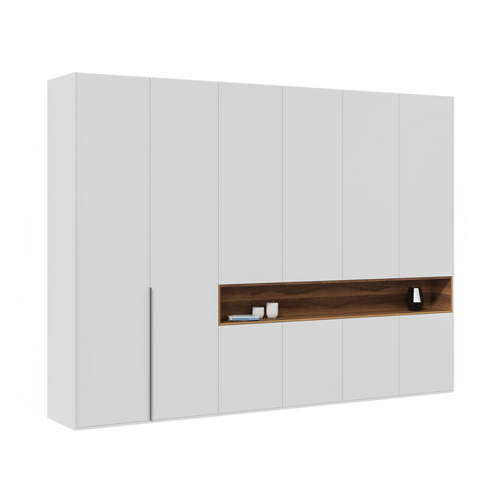 Распашной шкаф для одежды, цвет – груша тирано и белый альпийский, DE.001.017.22