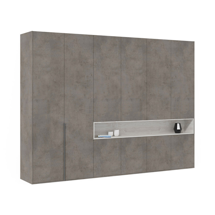 Распашной шкаф для одежды, цвет – сосна касцина и бетон чикаго темно-серый, DE.001.017.21