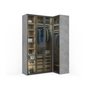 Угловой шкаф, цвет – дуб галифакс натуральный, бетон чикаго светло-серый и бесцветное стекло, DE.001.021.20