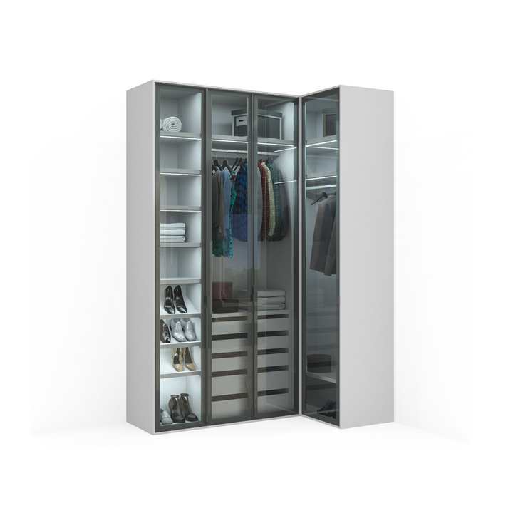 Угловой шкаф, цвет – белый и бесцветное стекло, DE.001.021.05