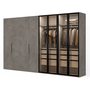 Распашной шкаф для одежды, цвет – сосна касцина, бетон чикаго темно-серый и бронзовое стекло, DE.001.016.21