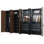 Распашной шкаф для одежды, цвет – орех американский, серый и черное стекло, DE.001.016.07
