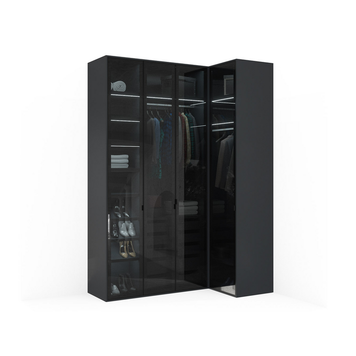 Угловой шкаф, цвет – серый и черное стекло, DE.001.021.19