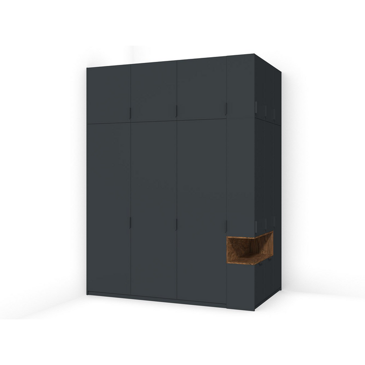 Распашной шкаф для одежды, цвет – орех американский и серый, DE.001.008.07