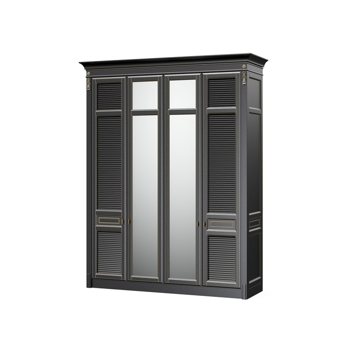 Широкий платяной шкаф, цвет – черный с бронзовой патиной, IT.001.010.13