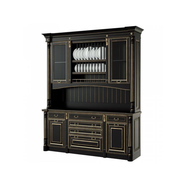 Буфет с сушкой для посуды, цвет – черный с бронзовой патиной, IT.002.010.13