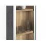 Шкаф-витрина для посуды, цвет – дуб галифакс натуральный, бетон чикаго светло-серый и бесцветное стекло, DE.002.002.20