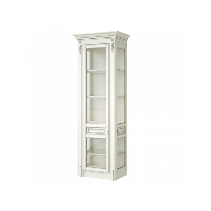 Узкая витрина, цвет – белый с серебряной патиной, IT.002.004.04