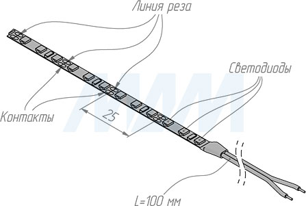 Монтаж и резка светодиодной ленты 2835/120, 12V, основание 5 мм, IP20, 9.6W/1м (артикул LS12-2835WW20-9.6C8, LS12-2835NW20-9.6C8, LS12-2835CW20-9.6C8)