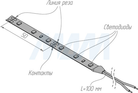 Монтаж и резка светодиодной ленты 2835/60, 12V, IP65, 4.8W/1м (артикул LS12-2835WW65-4.8, LS12-2835NW65-4.8)