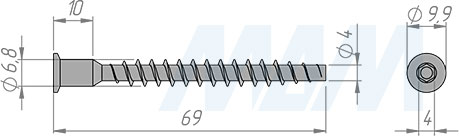 Размеры конфирмата 7х70 мм (артикул KON 7.0X70 MP)