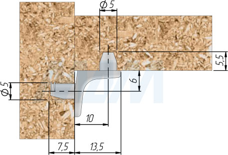 Установка полкодержателя с фиксацией для деревянных полок (артикул ME04)