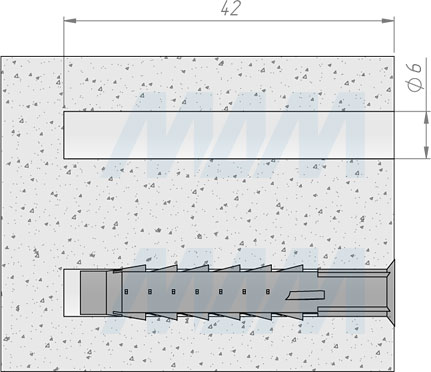 Установка дюбеля 6x40 мм (артикул PD T64)