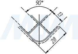Размеры уголка 90 градусов пластикового кухонного цоколя Volpato