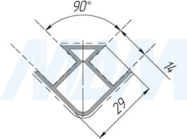 Размеры универсального уголка 90 градусов для пластикового кухонного цоколя (Россия)