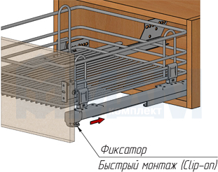 Установка одноуровневой корзины с боковым креплением с плавным закрыванием (артикул CCTGMSL2...PFCSI), схема 4