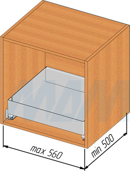 Размер корпуса для установки одноуровневой выдвижной корзины LAMINA с боковым креплением (артикул CCTGM60LGM)