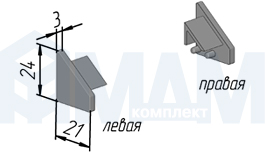 Размеры заглушки для рейлинга системы EASY (артикул EASY900KIT)