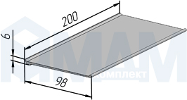 Размеры прямой полки рейлинговой системы EASY (артикул EASY900KIT)