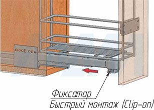 Установка двухуровневой корзины ROUND (бутылочницы) для верхнего яруса кухни, ширина фасада 150 мм (артикул EPQGMSL152DXC и EPQGM152SXSCGM), схема 4