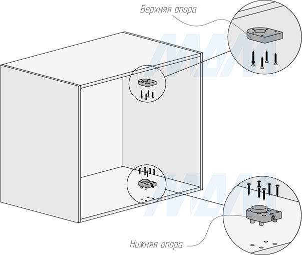 Установка левого углового поворотного механизма FLY MOON 3.0 LAMINA с доводчиком, 2 полки со сплошными бортиками (артикул FLY3STM2SXVGFSE1), чертеж 1