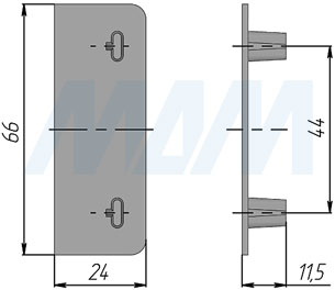 Размеры заглушки GOLINE для профиля 549А и 545A (артикул GL.6201.545A)