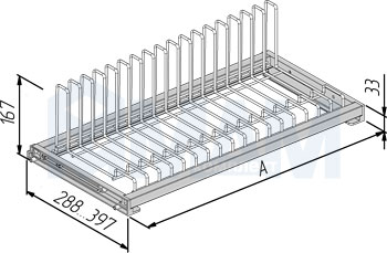 GALAXY Посудосушитель для тарелок с гладкой рамкой и держателем задней стенки (артикул SG...VCP), чертёж 1