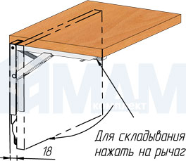 Складывание складного кронштейна 136х240 мм для деревянных полок (артикул BRK)
