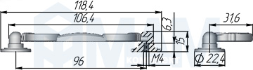 Размеры ручки-скобы VICTA (артикул D-133)